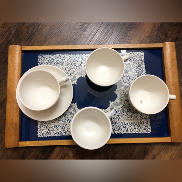 4 mismatched irregular vintage Syracuse China coffee cups, 1 w/matching saucer - Picture 4 of 12